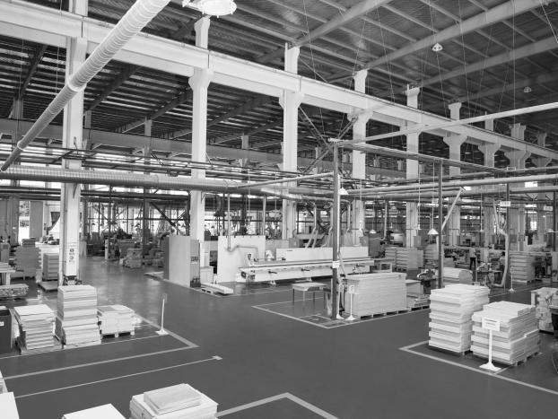 Panel production workshop with CNC machinery