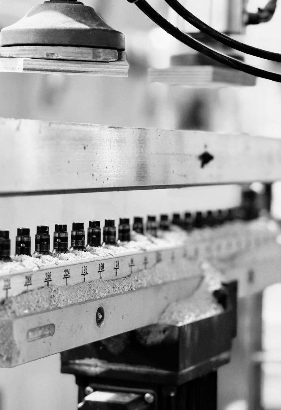 Close-up of a panel being machined